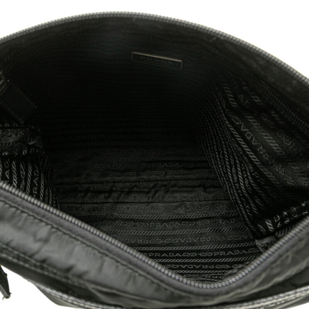 Prada Saffiano Triangle Logo Plate Crossbody Bag Black - Picture 5 of 10